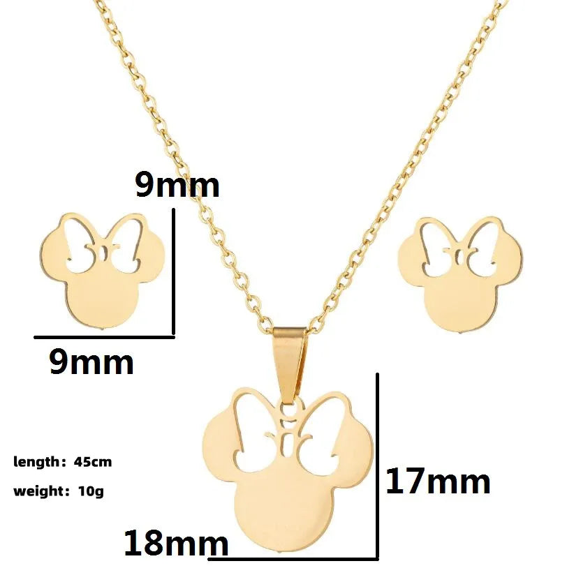 Ensemble Collier et Boucles d'Oreilles Nœud Mignon