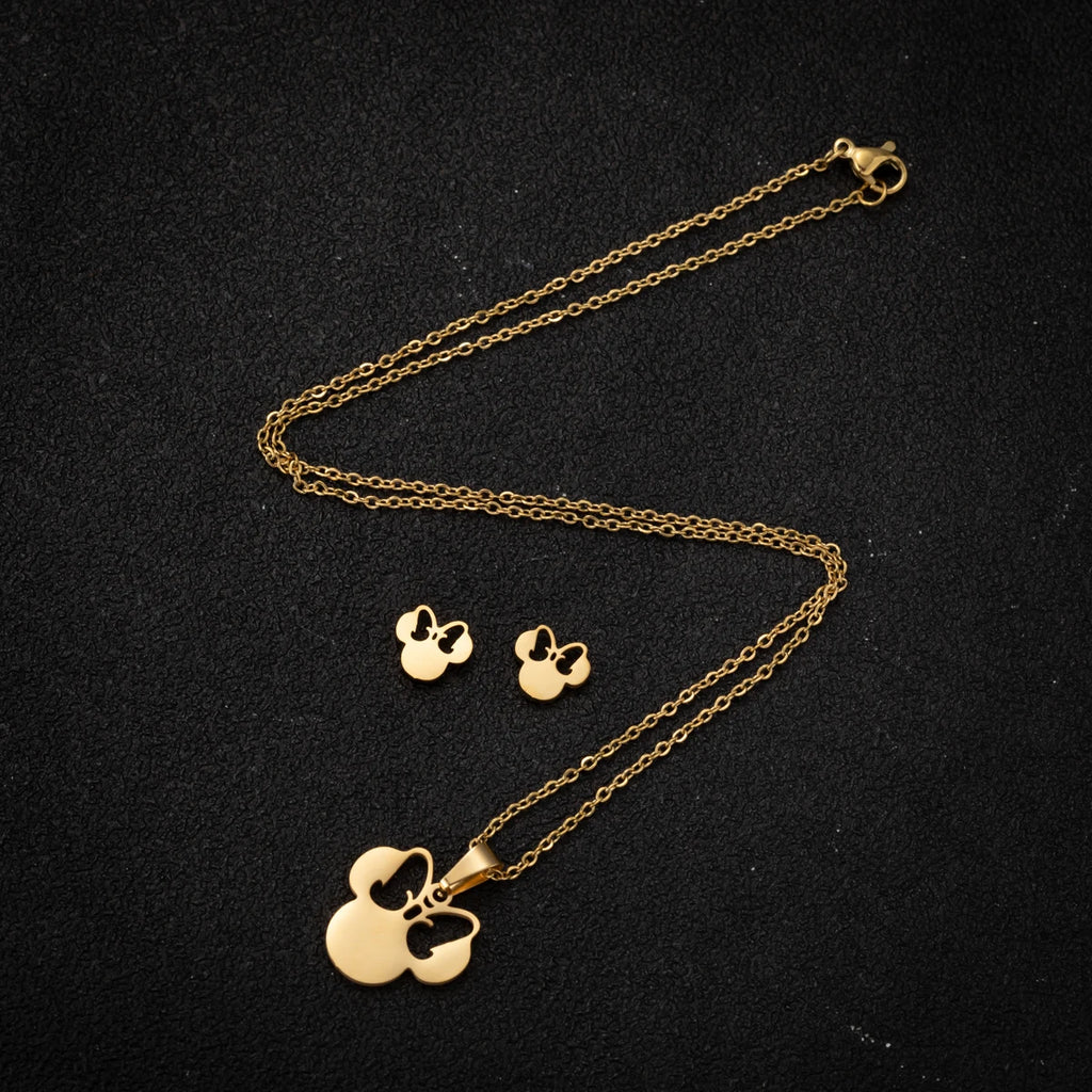 Ensemble Collier et Boucles d'Oreilles Nœud Mignon