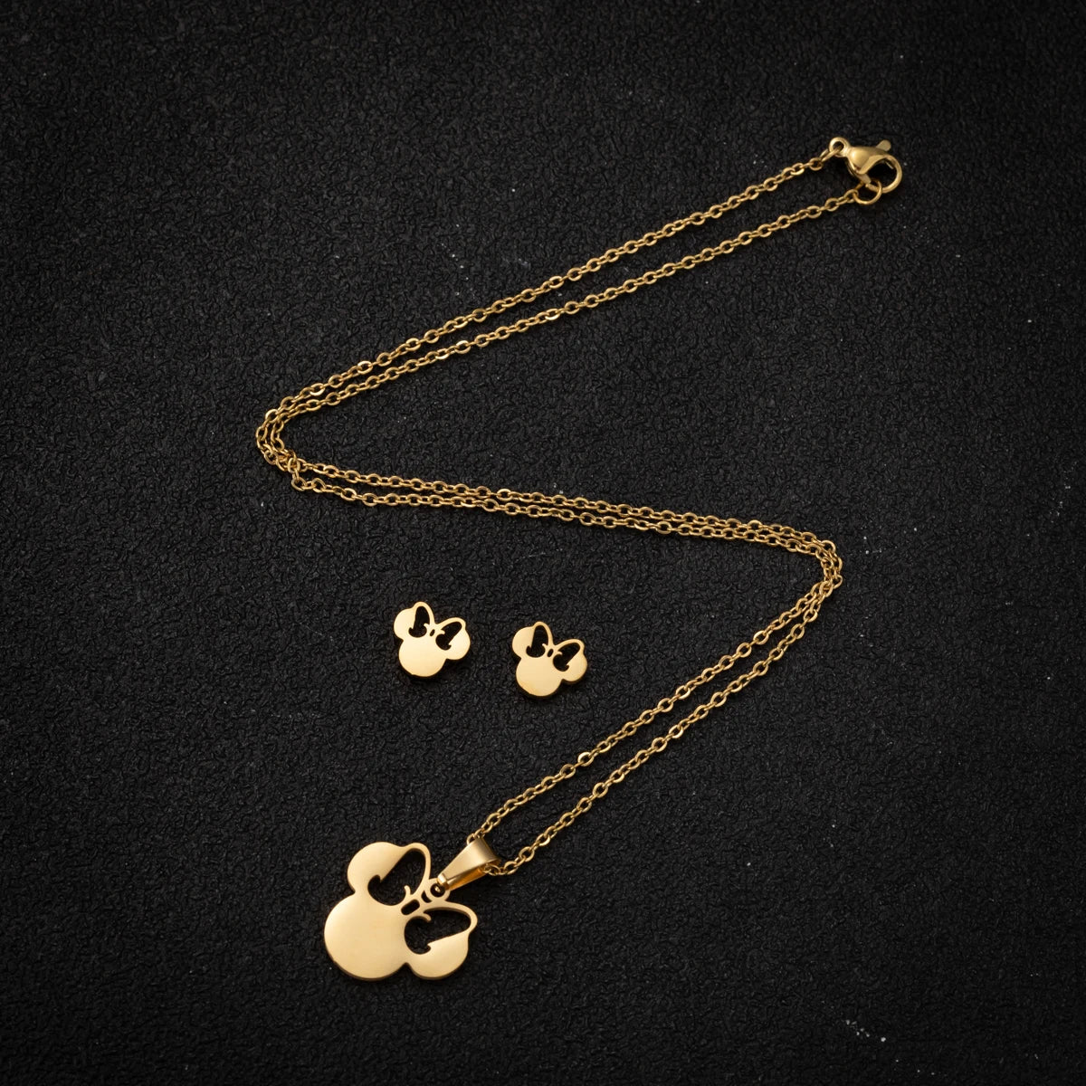 Ensemble Collier et Boucles d'Oreilles Nœud Mignon