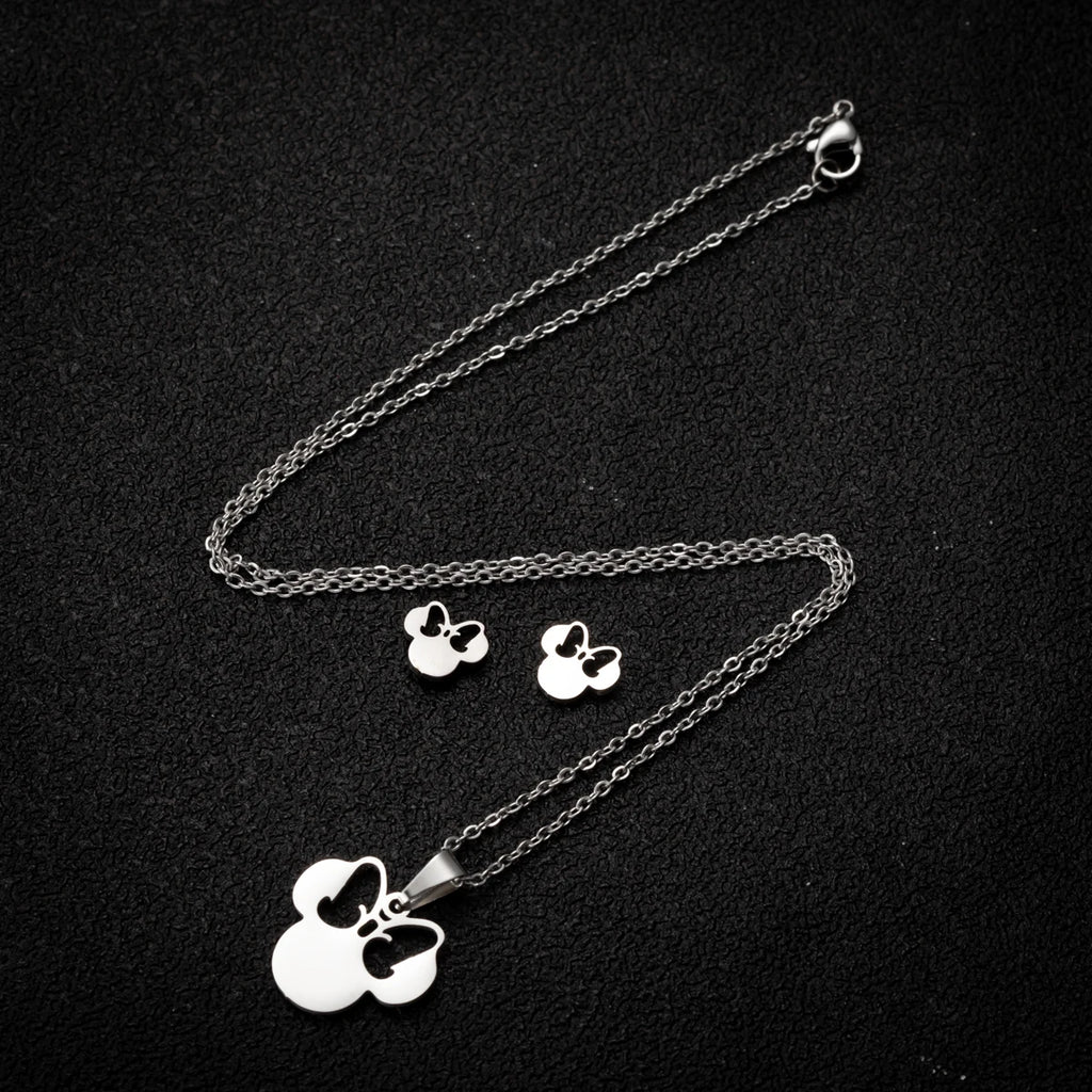 Ensemble Collier et Boucles d'Oreilles Nœud Mignon