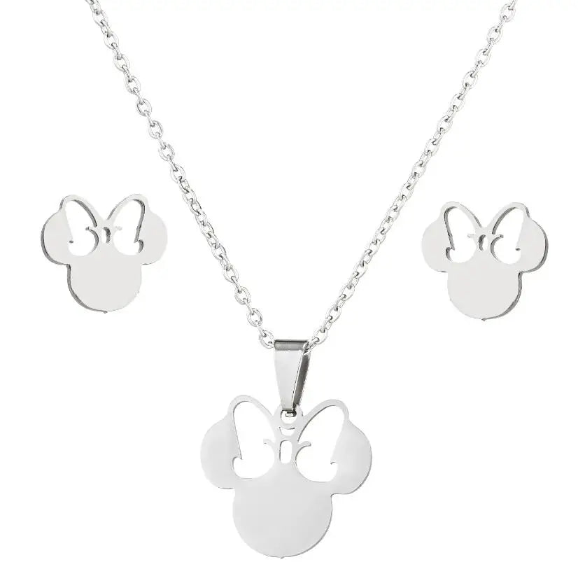 Ensemble Collier et Boucles d'Oreilles Nœud Mignon