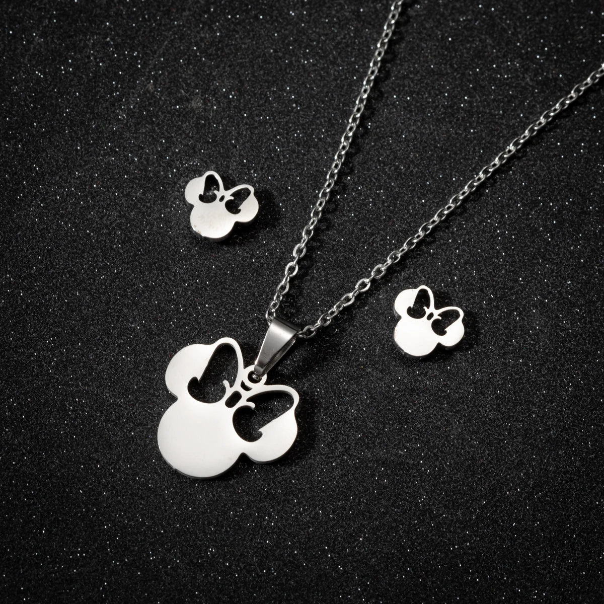 Ensemble Collier et Boucles d'Oreilles Nœud Mignon