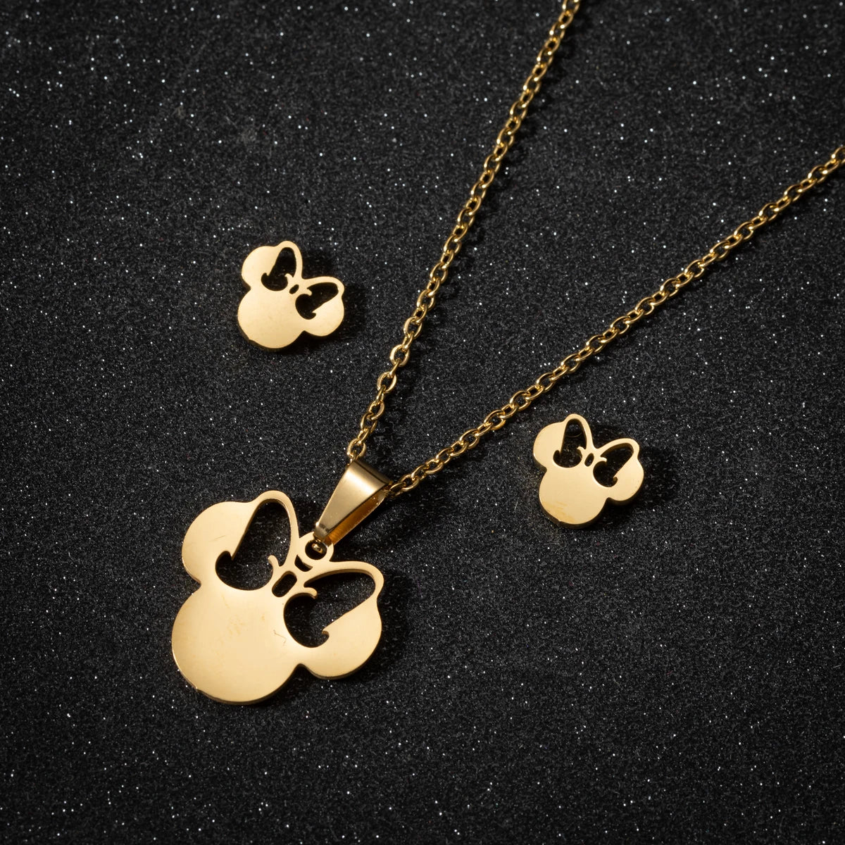 Ensemble Collier et Boucles d'Oreilles Nœud Mignon