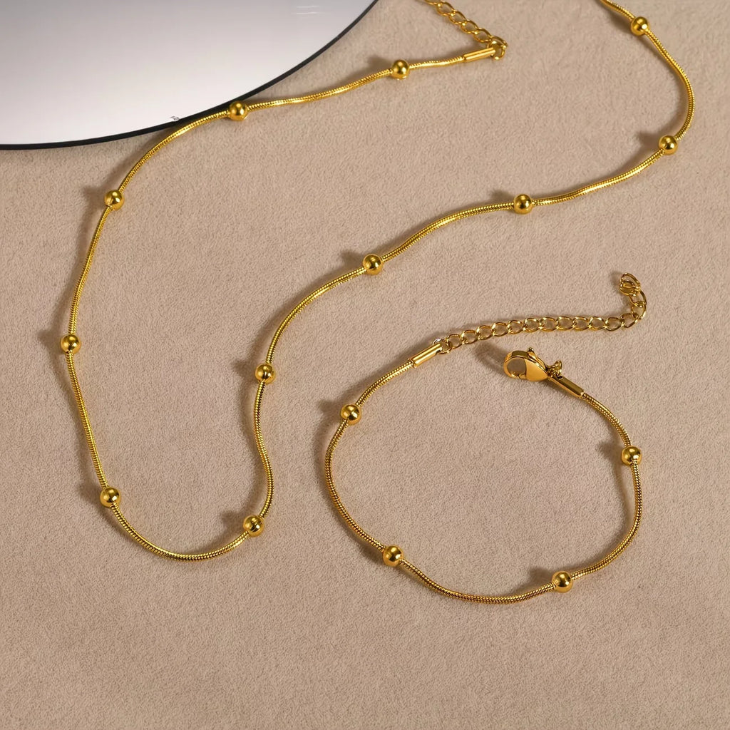 Ensemble Collier et Bracelet Perlé Empilable