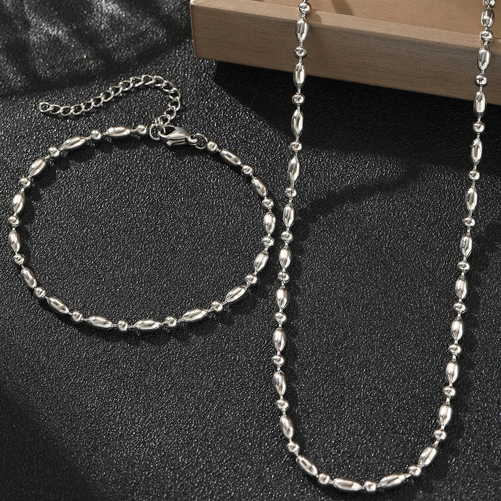 Ensemble Collier et Bracelet Minimaliste Perlé