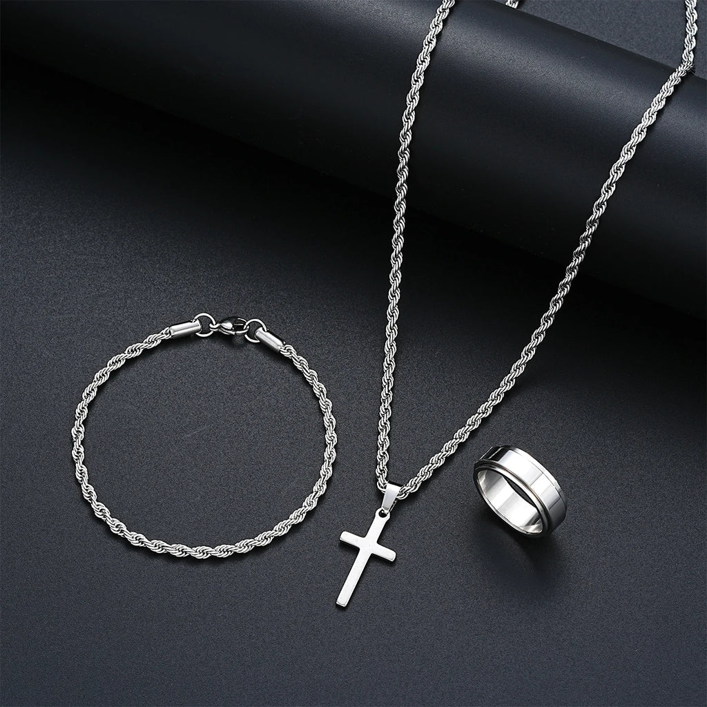 Ensemble Bijoux Croix Torsadée pour Femme