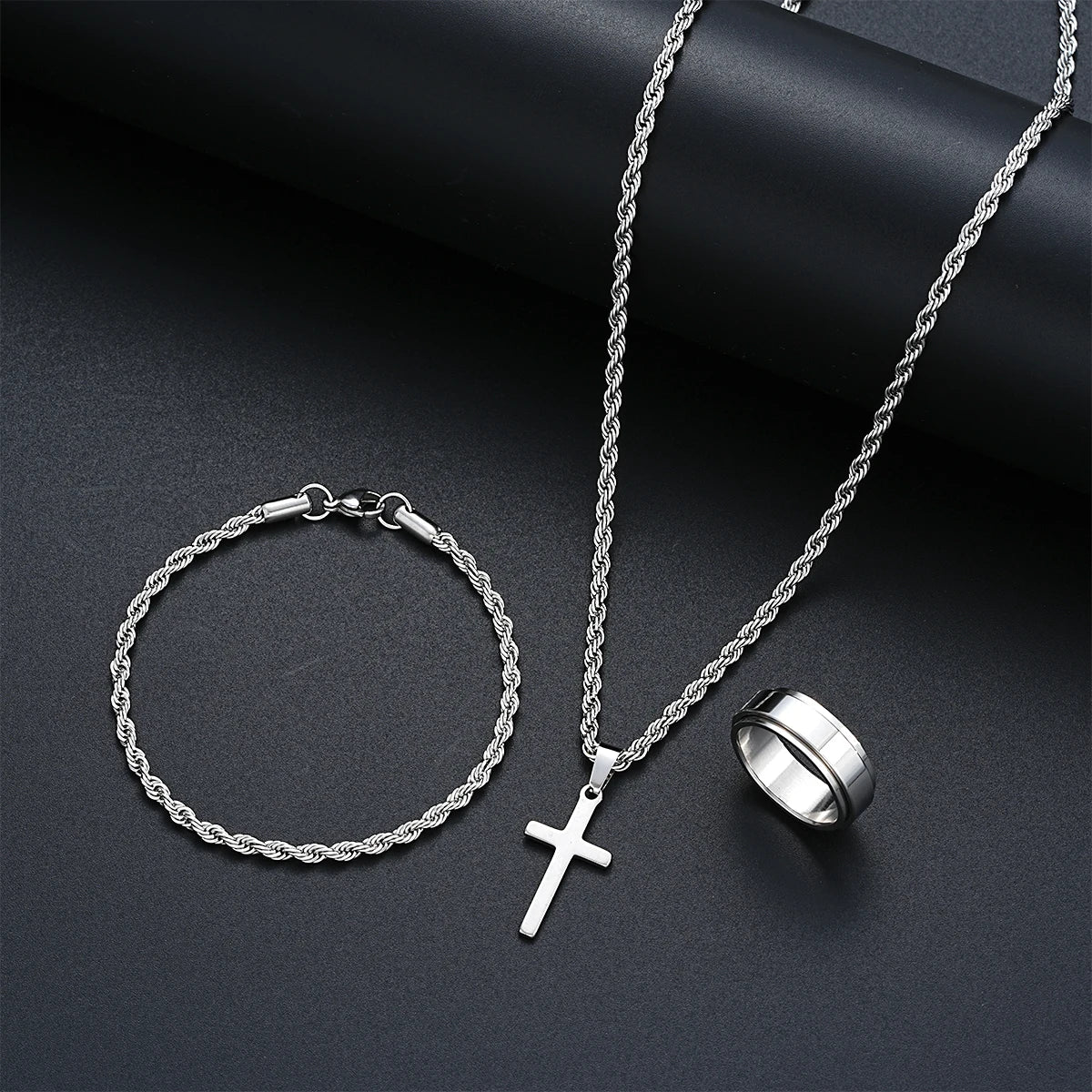Ensemble Bijoux Croix Torsadée pour Femme