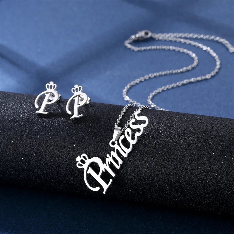 Ensemble Collier Choker Couronne et Boucles d'Oreilles Cristal