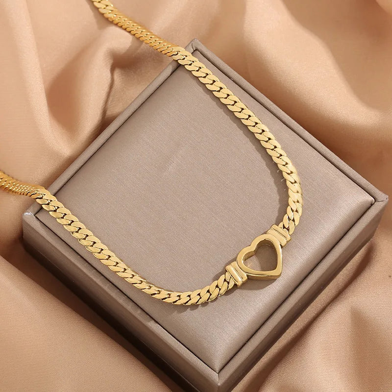Ensemble Collier et Bracelet Cœur Plaqué Or