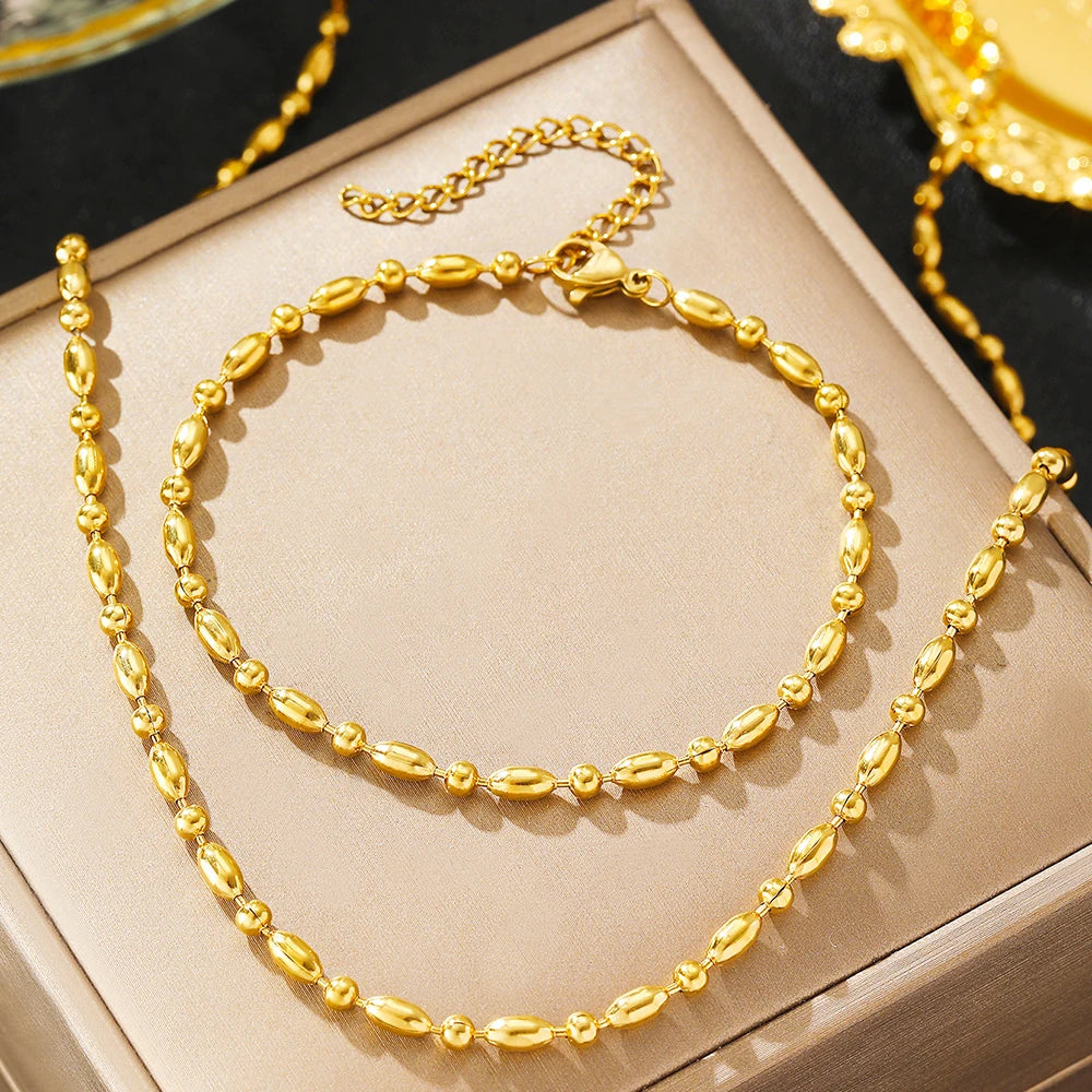 Ensemble Collier et Bracelet Minimaliste Perlé