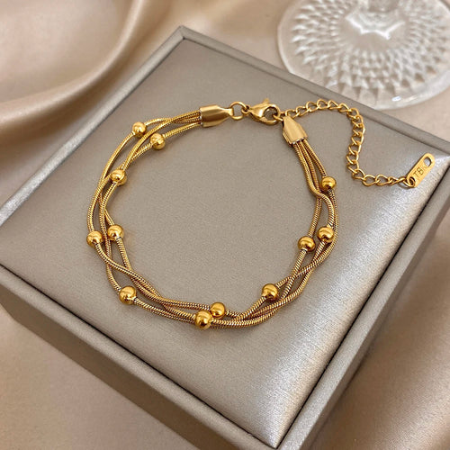 Bracelet Ajustable Multi-Rangs Perlé