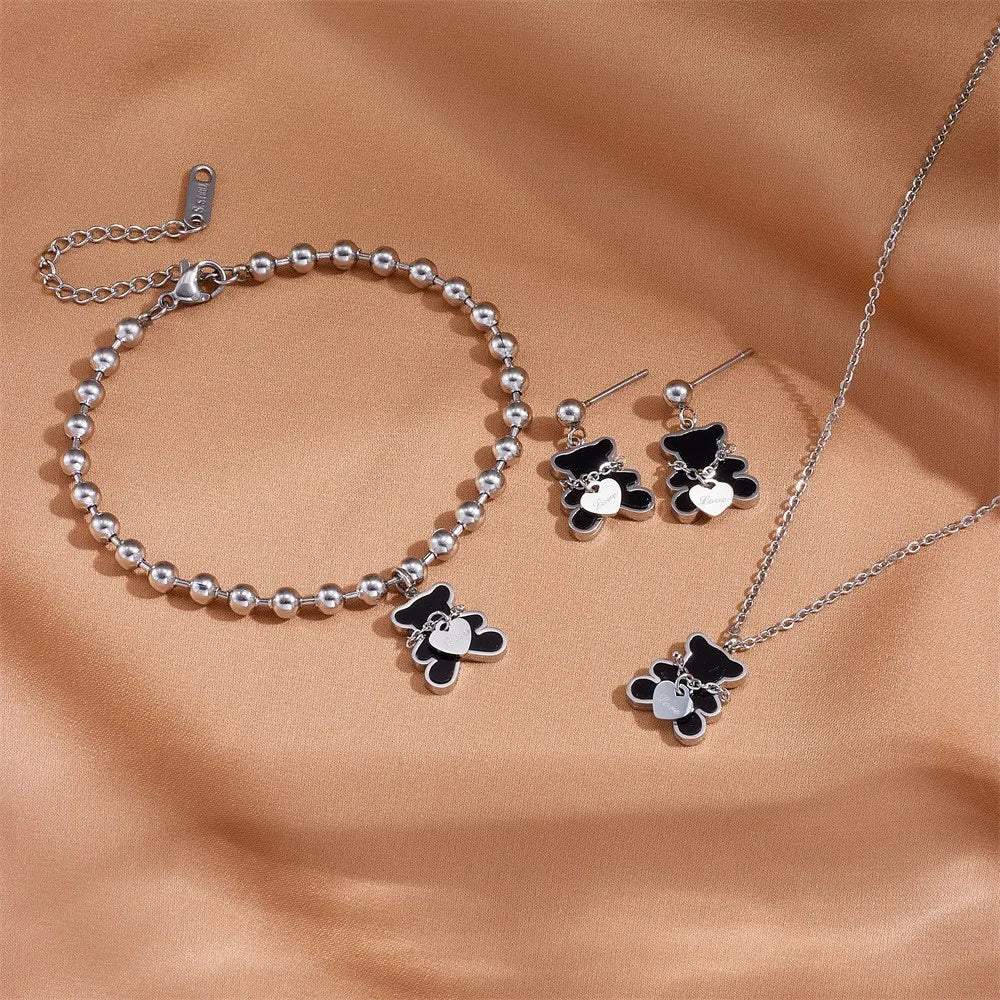 Ensemble 3 Pièces Collier, Bracelet et Boucles d'Oreilles