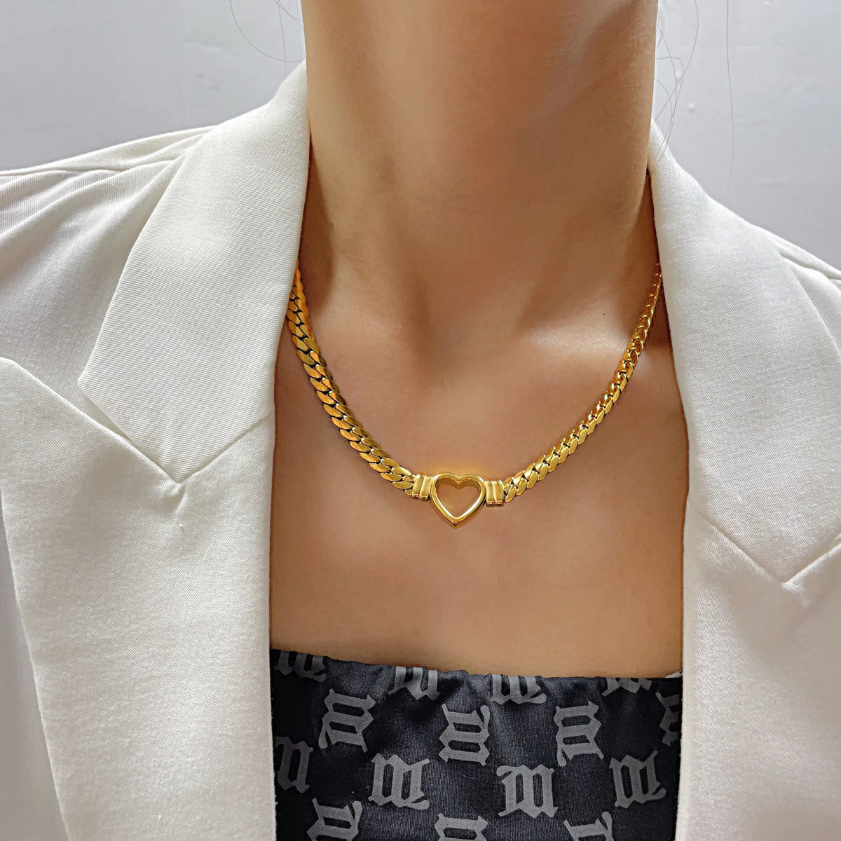 Ensemble Collier et Bracelet Cœur Plaqué Or