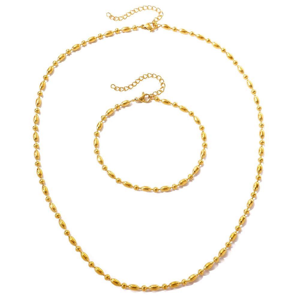 Ensemble Collier et Bracelet Minimaliste Perlé