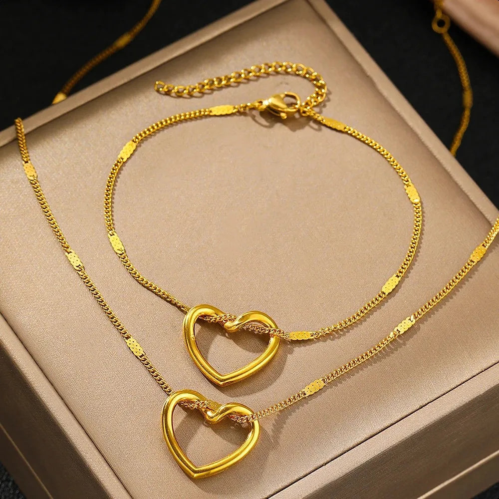 Ensemble Bijoux Cœur Torsadé Élégant
