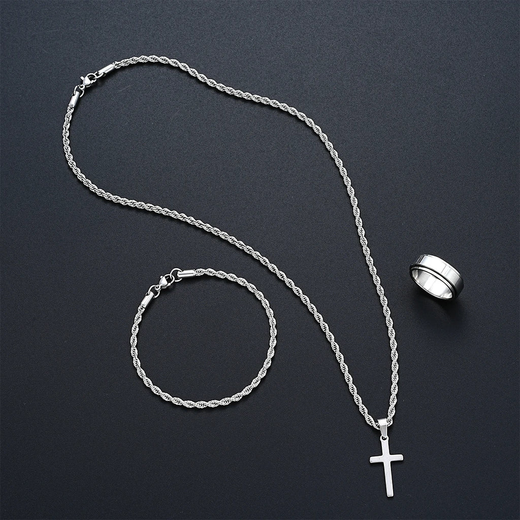 Ensemble Bijoux Croix Torsadée pour Femme