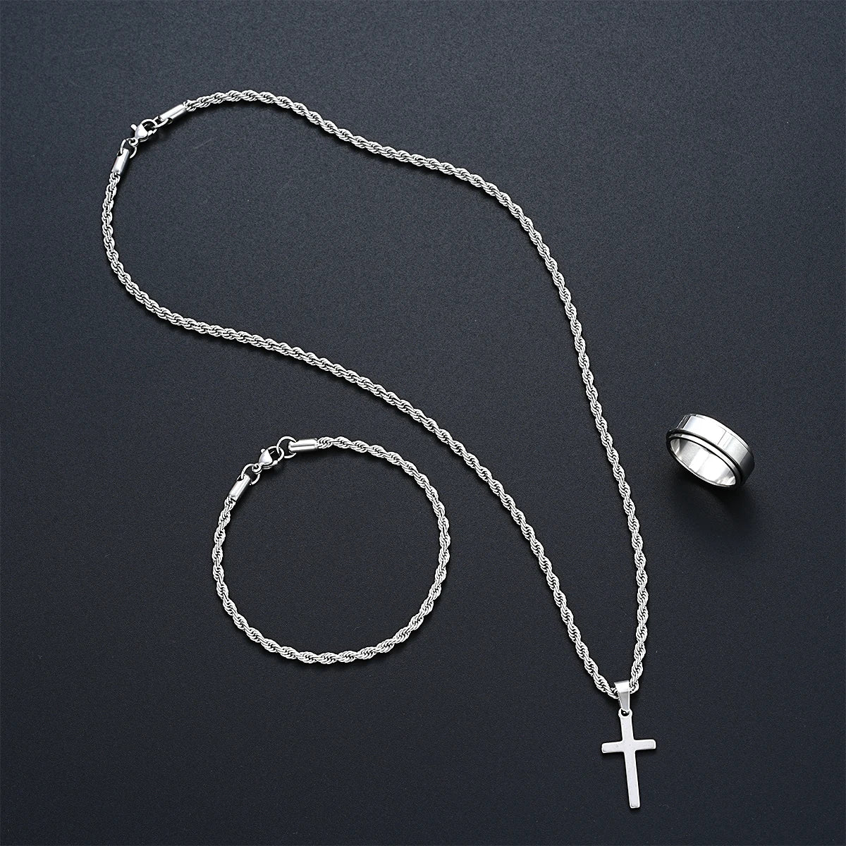 Ensemble Bijoux Croix Torsadée pour Femme
