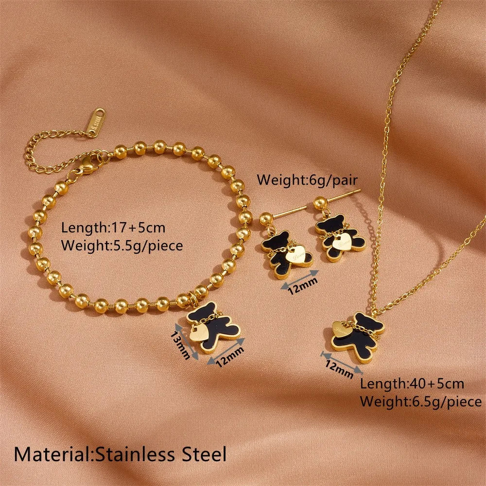 Ensemble 3 Pièces Collier, Bracelet et Boucles d'Oreilles