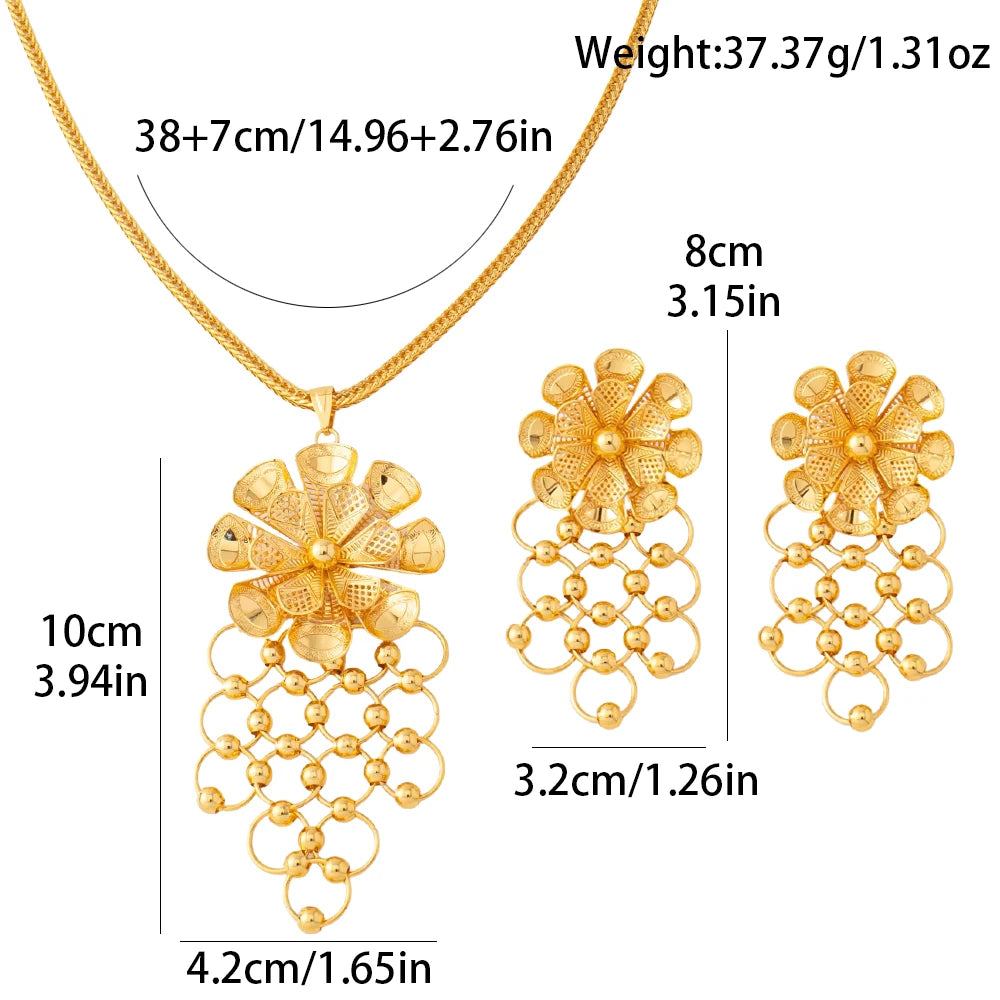 Ensemble Collier et Boucles d'Oreilles Style Dubaï 24K