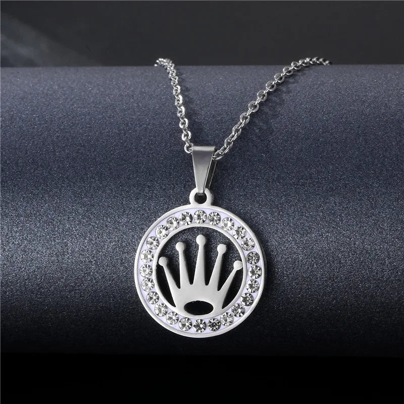 Ensemble Collier Choker Couronne et Boucles d'Oreilles Cristal