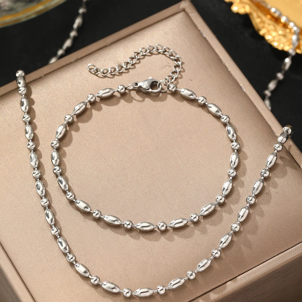 Ensemble Collier et Bracelet Minimaliste Perlé