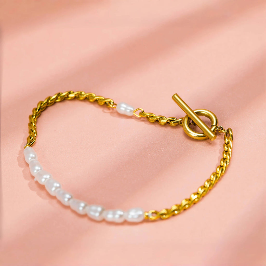 Bracelet Élégant en Acier Inoxydable Doré