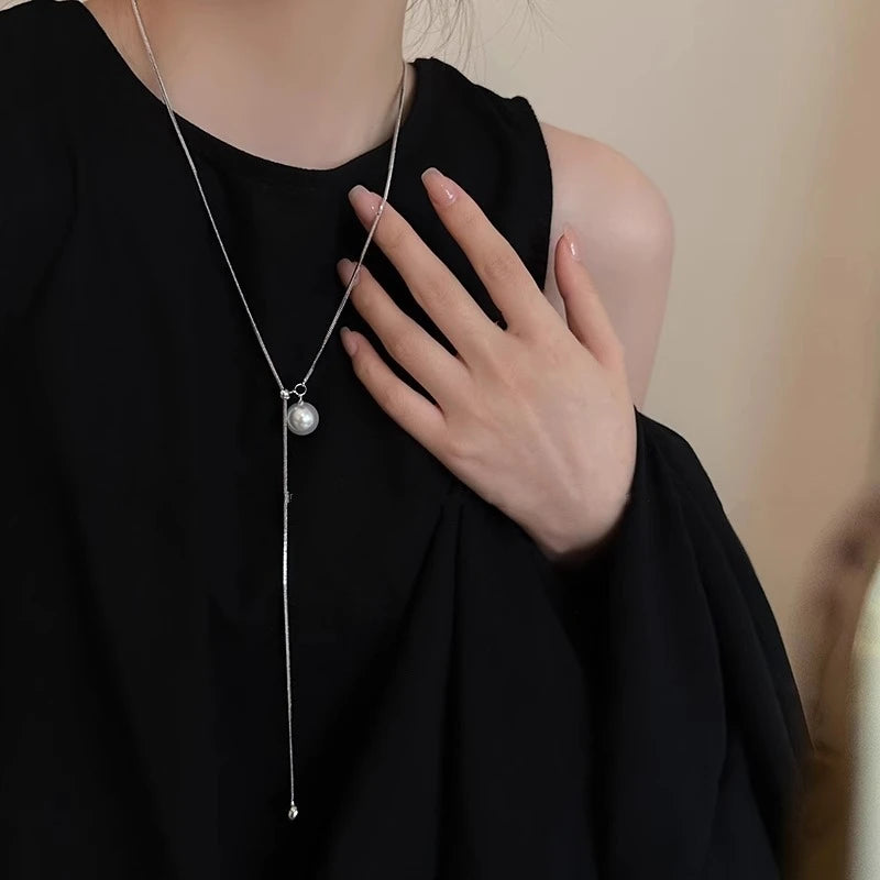 Collier Long Perles Baroques Ajustable