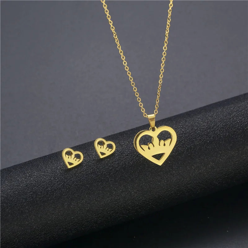 Ensemble Collier Choker Couronne et Boucles d'Oreilles Cristal