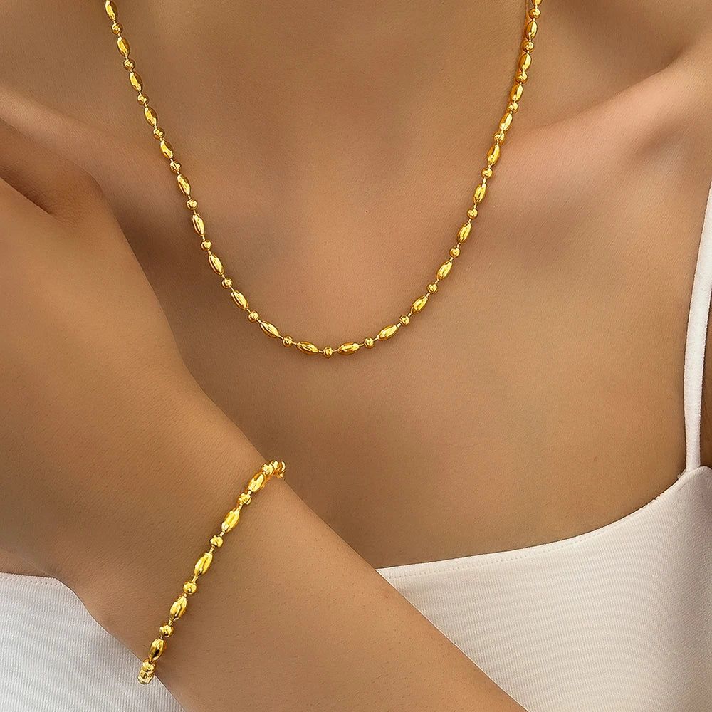 Ensemble Collier et Bracelet Minimaliste Perlé
