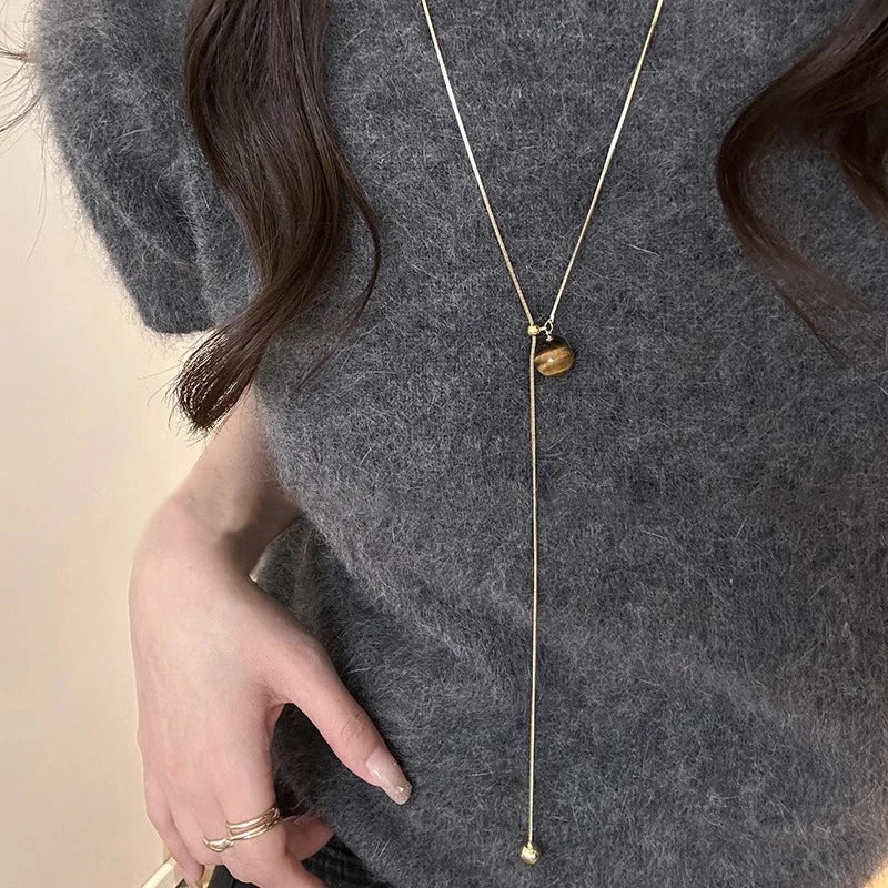 Collier Long Perles Baroques Ajustable