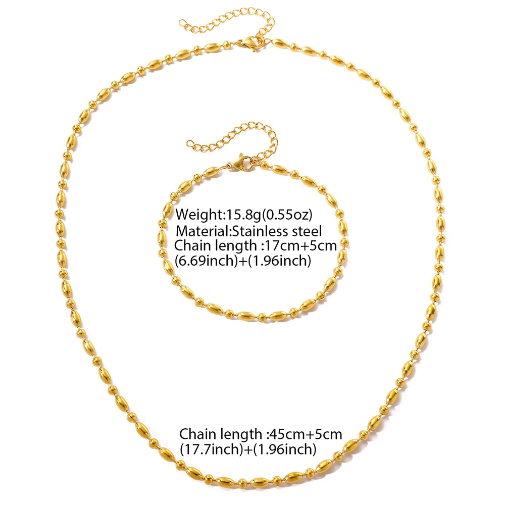 Ensemble Collier et Bracelet Minimaliste Perlé