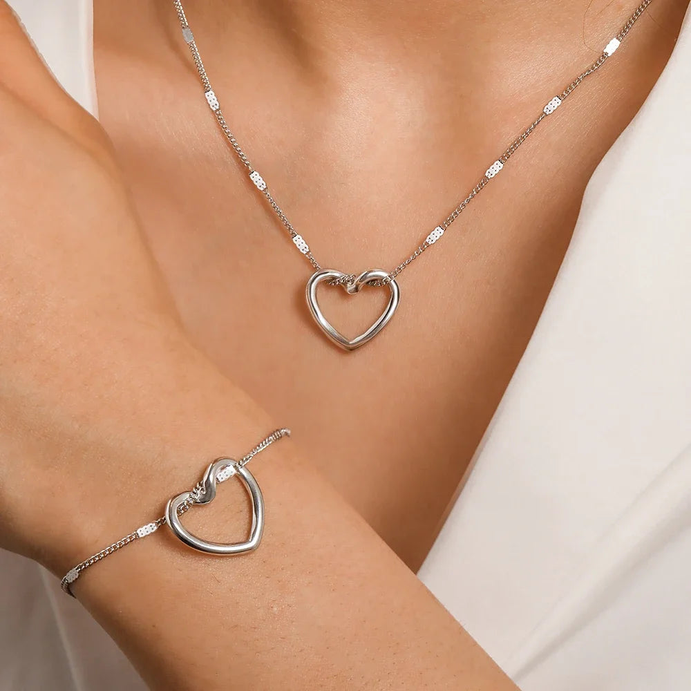 Ensemble Bijoux Cœur Torsadé Élégant