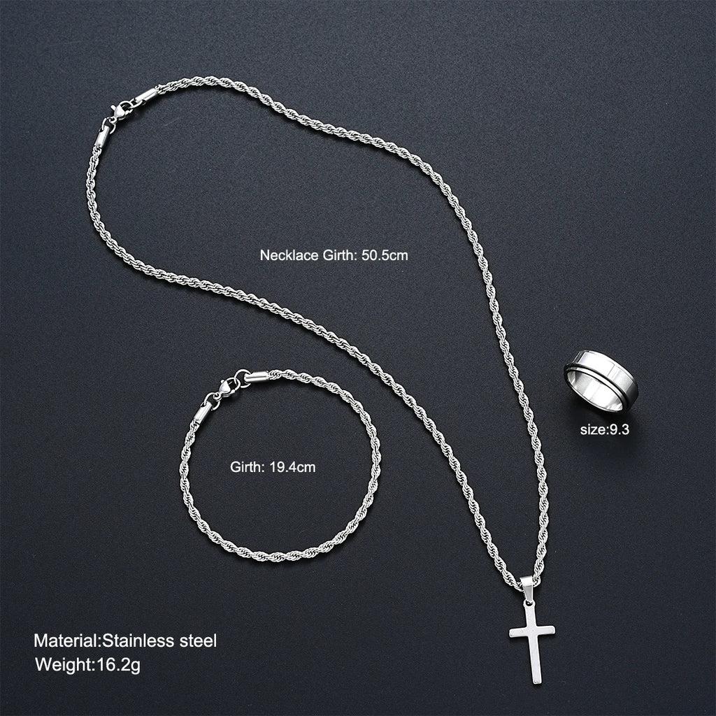 Ensemble Bijoux Croix Torsadée pour Femme