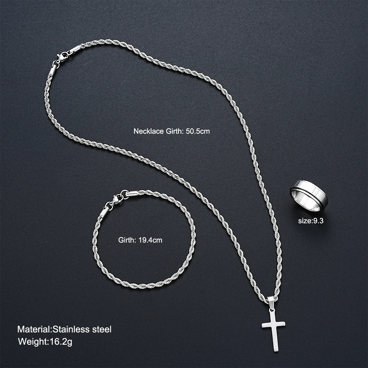 Ensemble Bijoux Croix Torsadée pour Femme