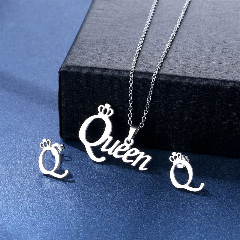 Ensemble Collier Choker Couronne et Boucles d'Oreilles Cristal
