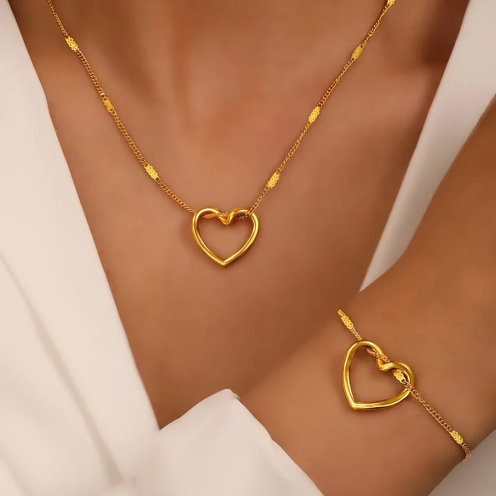 Ensemble Bijoux Cœur Torsadé Élégant