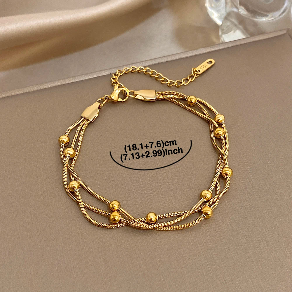 Bracelet Ajustable Multi-Rangs Perlé