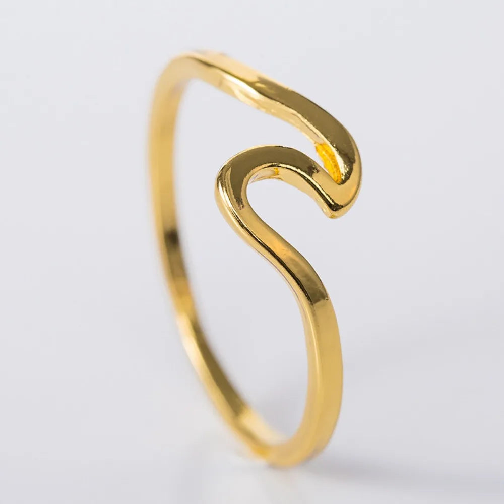 Bague Vague Élégante en Acier Inoxydable