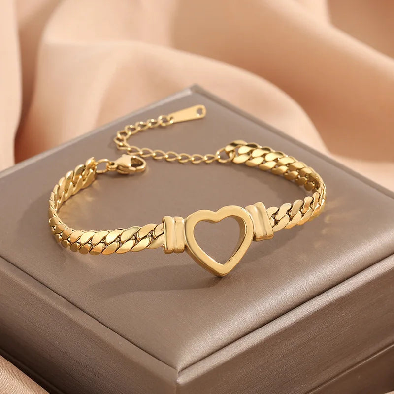 Ensemble Collier et Bracelet Cœur Plaqué Or