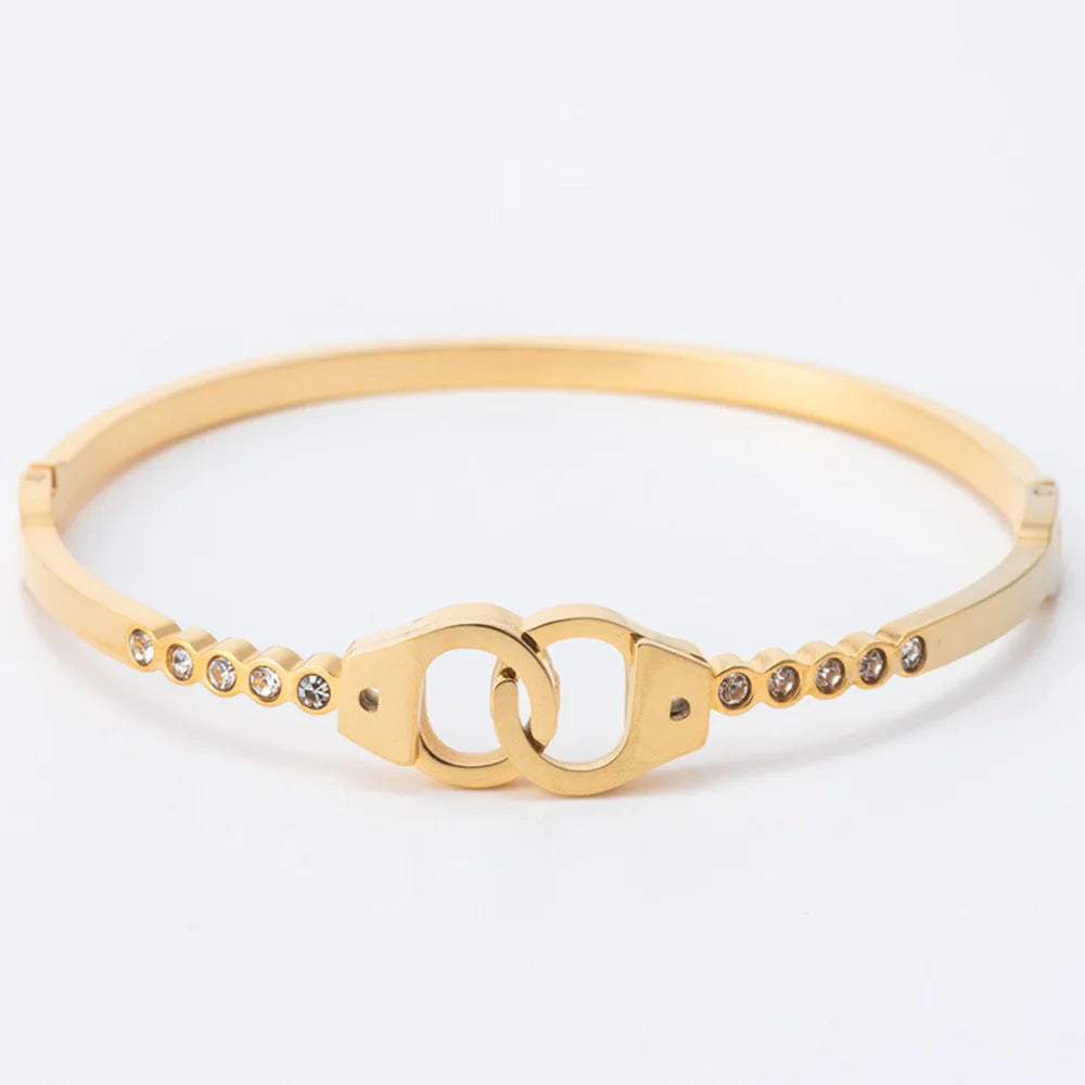 Bracelet Cadenas et Diamants Plaqué Or 18K