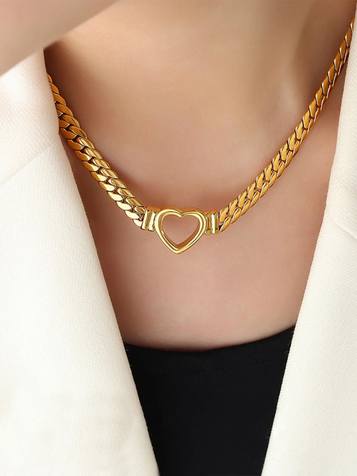 Ensemble Collier et Bracelet Cœur Plaqué Or
