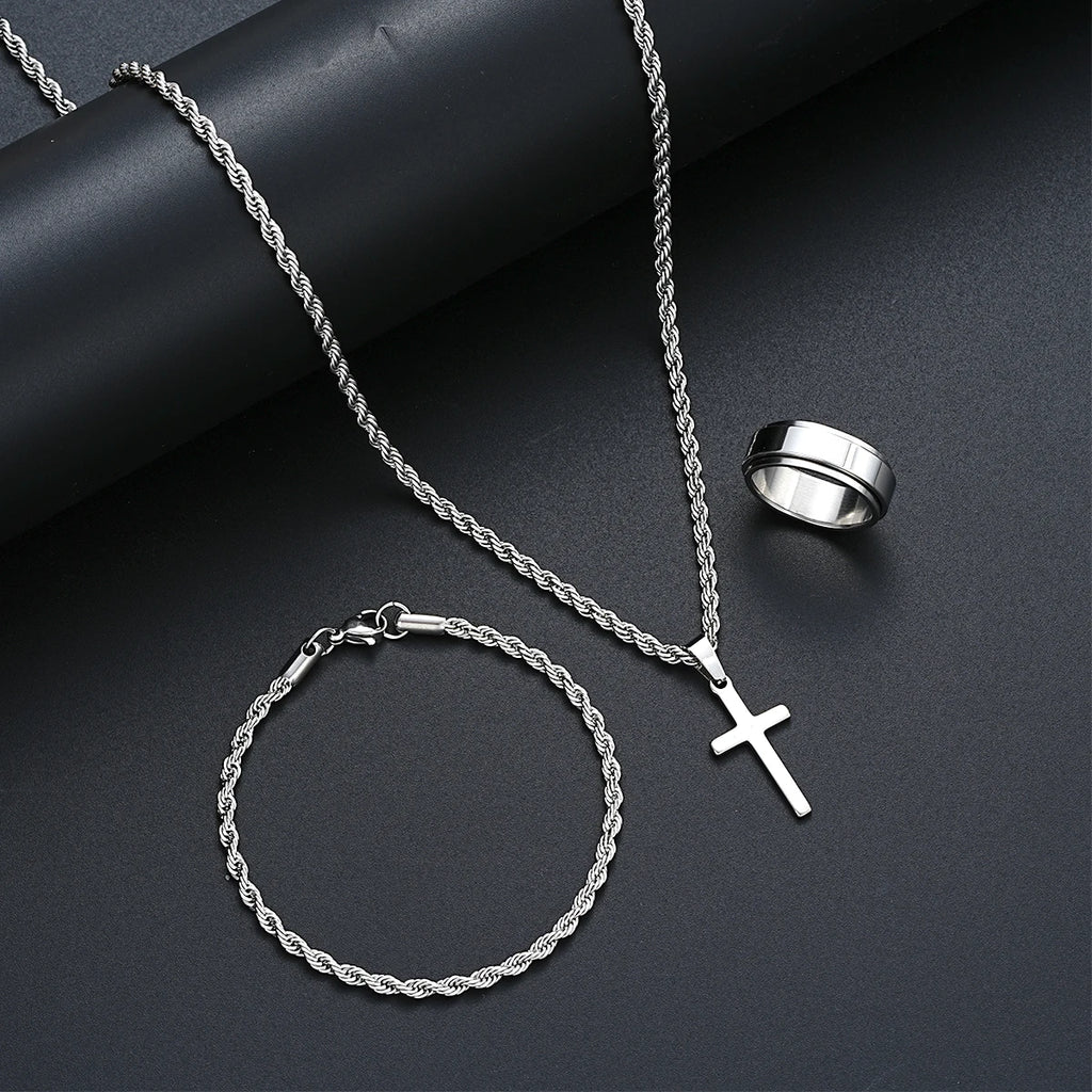 Ensemble Bijoux Croix Torsadée pour Femme