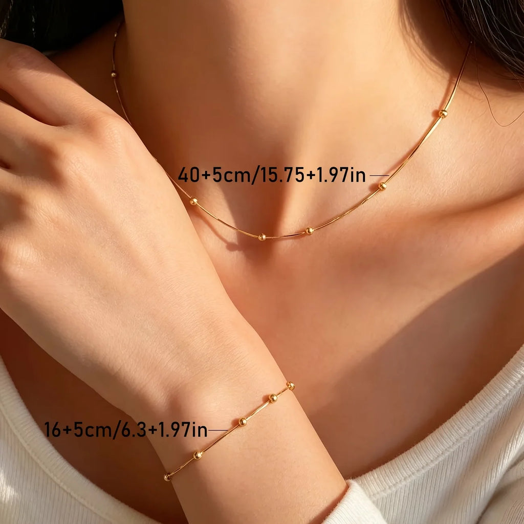 Ensemble Collier et Bracelet Perlé Empilable