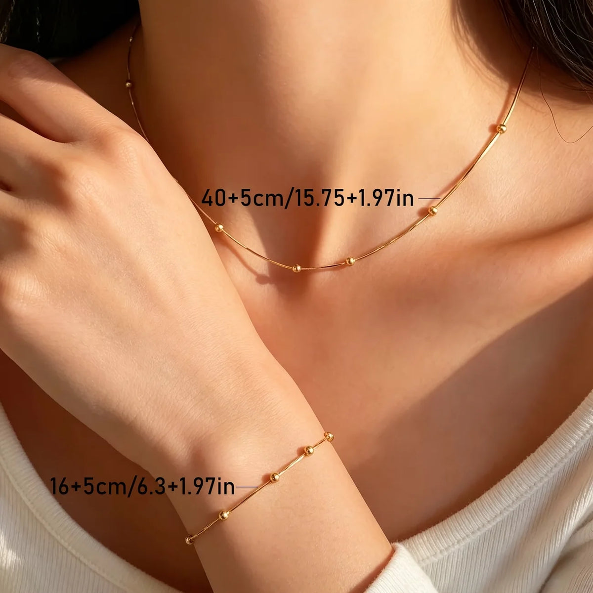 Ensemble Collier et Bracelet Perlé Empilable