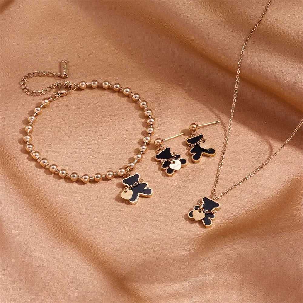 Ensemble 3 Pièces Collier, Bracelet et Boucles d'Oreilles