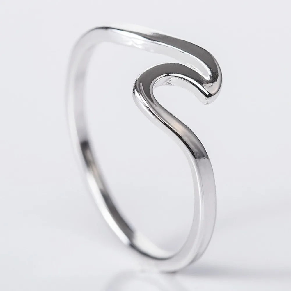 Bague Vague Élégante en Acier Inoxydable