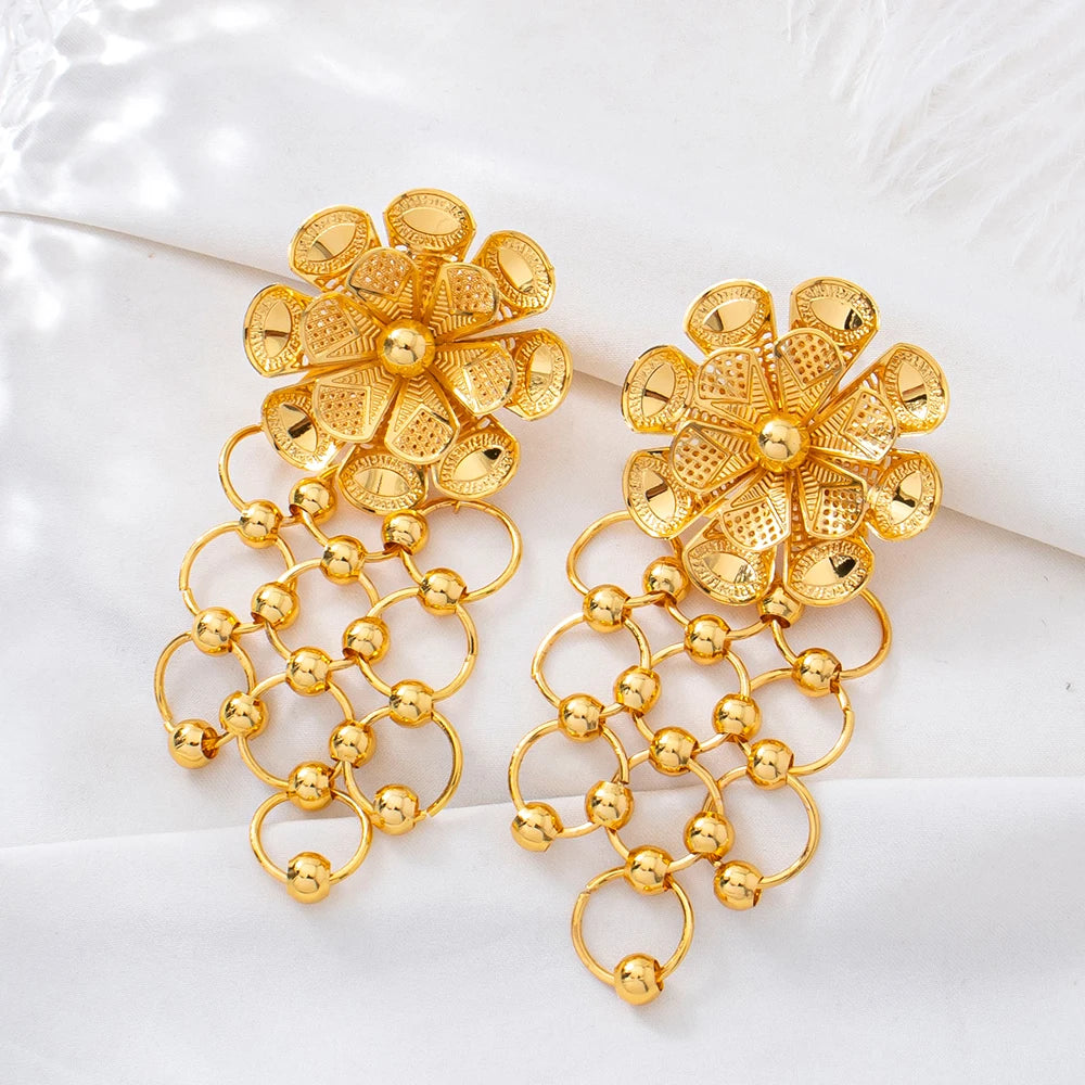 Ensemble Collier et Boucles d'Oreilles Style Dubaï 24K