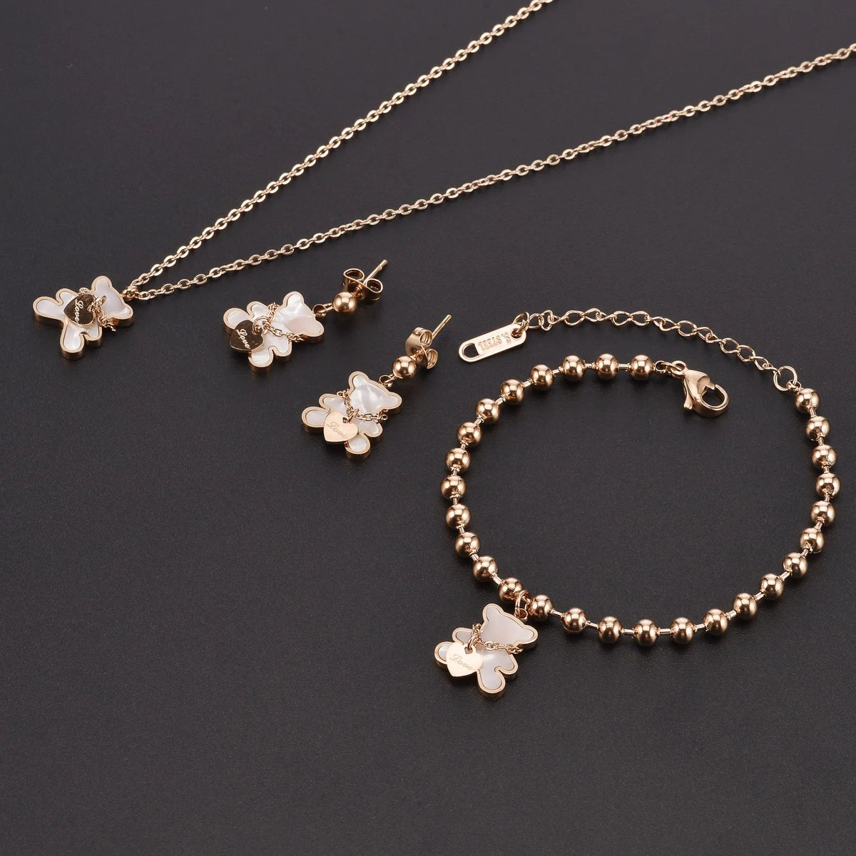 Ensemble 3 Pièces Collier, Bracelet et Boucles d'Oreilles