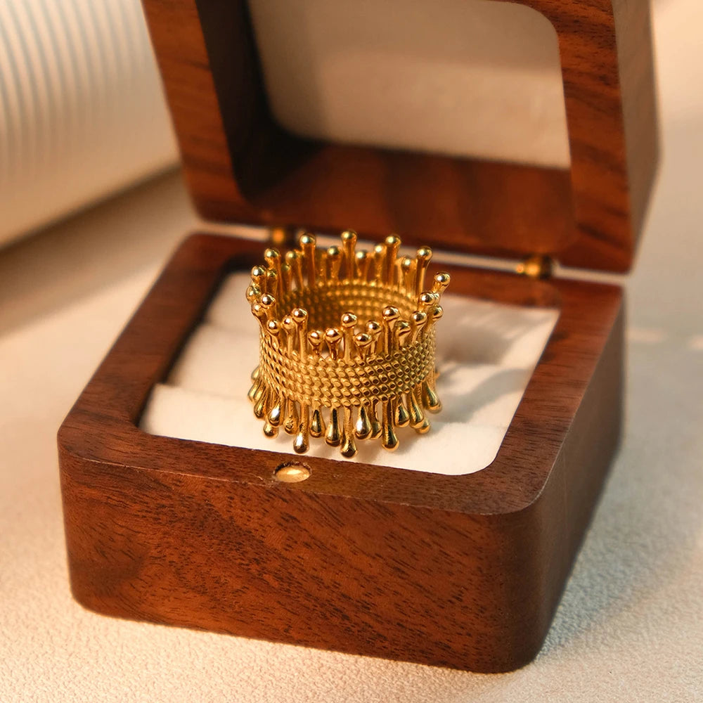Bague Perlée Élégante Plaquée Or 18K