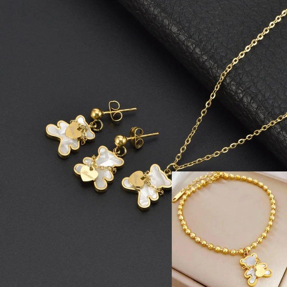 Ensemble 3 Pièces Collier, Bracelet et Boucles d'Oreilles
